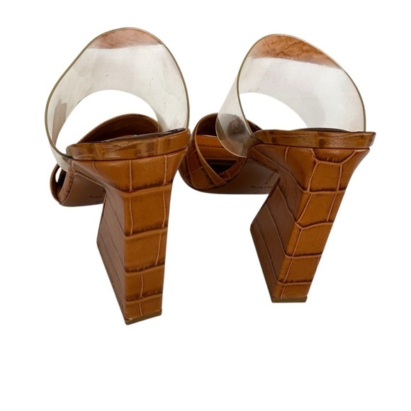 Mercedes Castillo Mildred PVC & Croc-Embossed Leather Tan and Brown Mules, 7.5 - Picture 9 of 15